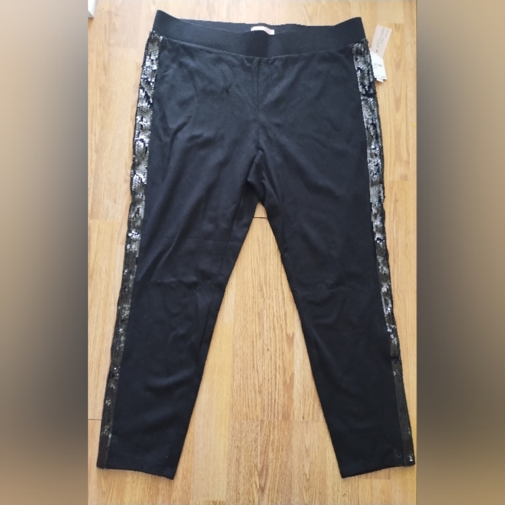 Philosophy Black Sequined Leggings Size 2XL NWT Stretchy Comfortable Sparkle